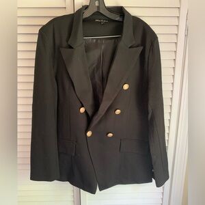 Chic Black Double-Breasted Women's Blazer